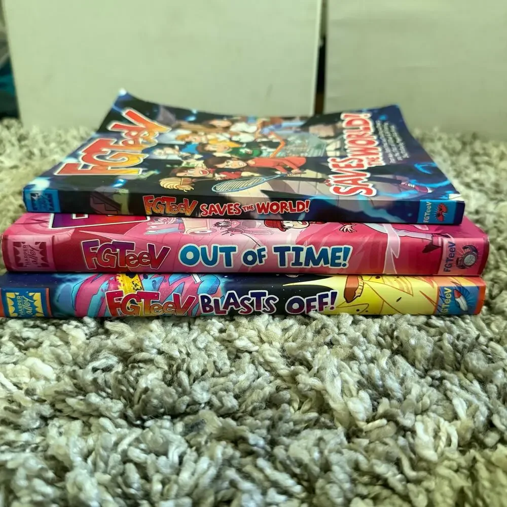FGTeev lot of 3 Books Graphic Novels Saves the World Out of Time Blasts Off